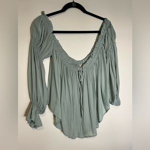 Seafoam off the shoulder blouse